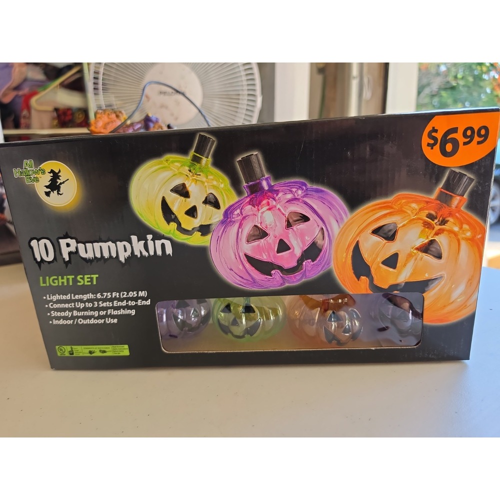 Vintage Halloween Pumpkin Light Set 10 Pumpkin Set